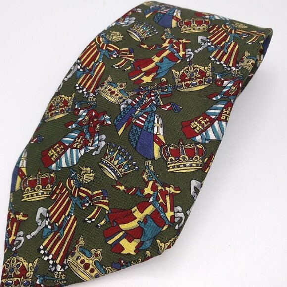Tommy Hilfiger Tie - Men's - 100% Silk - Knights & Crowns - 59"L - Picture 1 of 10